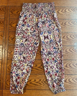 Pantalones Billabong Florales Sueltos Harén Poliéster Mujer’s Cintura Elástica Media Foto 1 de 4