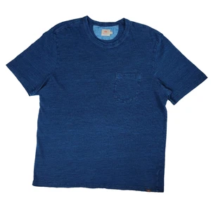 Faherty Pocket T Shirt Mens Size L Indigo Dyed Blue Organic Cotton Short Sleeve - Picture 1 of 7