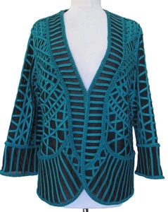 Chicos Travelers Moroccan Strip Tapestry Jacket L 2 Women + T Two Matching Tops - Picture 1 of 15
