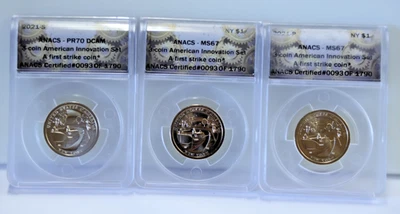2021-3 Coin American Innovation St PDS ANACS 67/67/70 93 of 1790 New York - Image 1 of 2