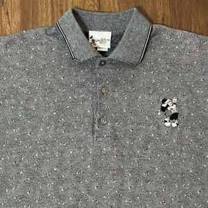 Vintage Walt Disney Mickey Golf Polo Shirt 2XL Gray Golfing Short Sleeve Cotton - Picture 1 of 8