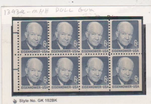 US Stamp Scott # 1393a Booklet Pane Of 8-Eisenhower Dull Gum-MNH Blind Perf #2 - Picture 1 of 1