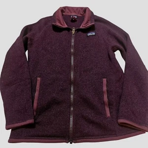 Patagonia Better Sweater Girls Size Medium 10 Maroon Full Zip Fleece Jacket  - Picture 1 of 7