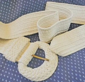 Cintura donna vintage larga rafia elasticizzata tessuto paglia estiva cinch fibbia abbinata - Foto 1 di 9