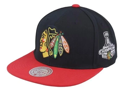 Mitchell & Ness Chicago Blackhawks 2 Tone Side Patch Snapback Hat Cap