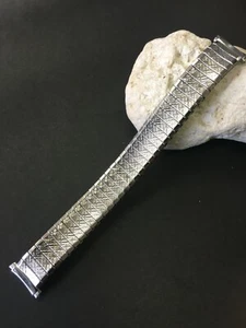 17 18 19 20 mm VINTAGE SILBER EDELSTAHL STRETCH UHRENARMBAND GEBOGENE ENDEN NEU - Bild 1 von 6