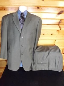 Joseph Abboud Size 44R W38 L31 Brown Super 130s Wool Three Button Closure Suit - Picture 1 of 9