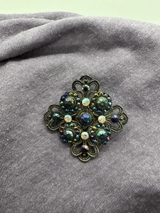 Brosche Vintage Aurora Strass filigran (Bitte Beschreibung lesen/siehe Fotos) - Bild 1 von 4