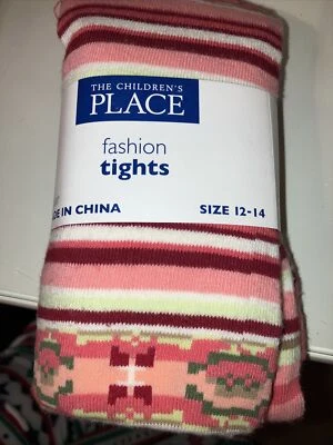 Girl’s Size 12-14, New Children’s Place Pink Striped, Thick, Warm Tights - Image 1 of 4