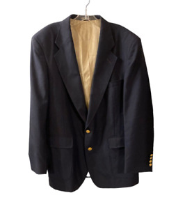 Stanley Blacker Jacket Blazer Mens Size 44R VTG Navy Blue Wool Blend Suit Coat