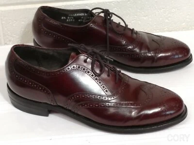 Men STAFFORD COMFORT LEATHER DRESS SHOES Size 8.5 D/B BURGUNDY WINGTIP OXFORD   - Image 1 of 4