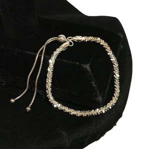 Milan Italy 950 Silver Adjustable Snake Chain Bracelet Slide Ball Twist Chain - Picture 1 of 5