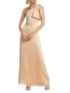 Sachin & Babi Chelsea Champagne One-Shoulder Georgette Gown Size 8 $285 - Picture 1 of 4