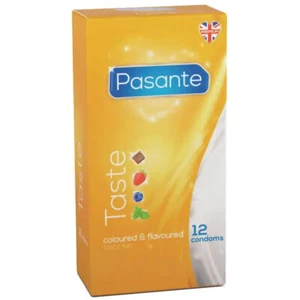 Pasante Taste Flavoured Condoms 52mm Mint Strawberry Chocolate Blueberry - Picture 1 of 16