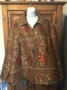 Nueva con etiquetas Chaqueta con Cremallera Rústica Floral a Rayas Coldwater Creek Talla 3X - Imagen 1 de 8