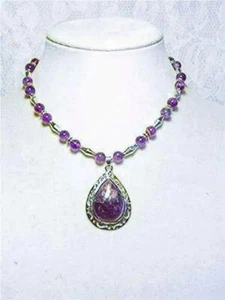 CYNTHIA LYNN ""IN VIOLETTEM AMETHYST DRAPIERT FEBRUAR GEBURTSSTEIN SILBER PERLEN HALSKETTE - Bild 1 von 1