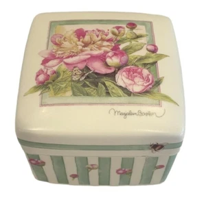 Caja de música Hallmark Marjolein Bastin baratija flores de peonía rosa - Imagen 1 de 4