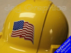 REFLEKTIERENDE wehende amerikanische Flagge Hard Hat Aufkleber | Motorrad USA Helm Aufkleber - Bild 1 von 1