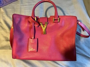 Yves Saint Laurent YSL Ligne Y Cabas Medium Satchel Crossbody Pink - Picture 1 of 12