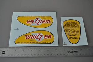 Juego de calcomanías para tanque Whizzer. Estilo temprano. 1946-49. Empuñaduras de zorro WATER SLIDE - Imagen 1 de 1