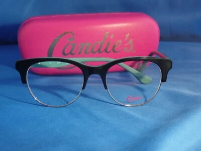  New Women's Candie's CA 0144 Eyeglass Frame Black/Mint Metal 49-18-140 - Image 1 of 4