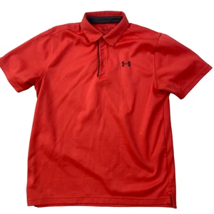 Under Armour Heat Gear Loose fit Golf polo Shirt Men's L Orange - Picture 1 of 3