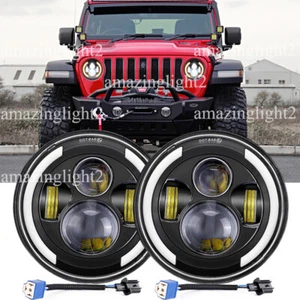 Pair 7 inch LED Headlights fit 2009 - 2018 Wrangler Rubicon Sport Utility 2-Door - Picture 1 of 15