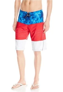 Burnside Mens 36 Vortex Stretch Boardshort Red White Blue FAST SHIP! D89 - Picture 1 of 1