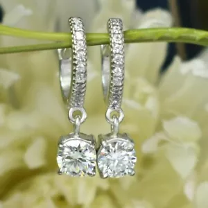 3 Ct White Treated Diamond Earrings Great Shine And Luster Certified Ideal Gift - Picture 1 of 6
