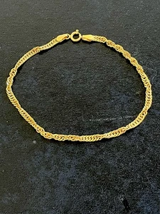 Sweet 14k Yellow Gold 7.5” Twisted Style Bracelet-3.3mm- 1.55 Grams-Read Discrip - Picture 1 of 13