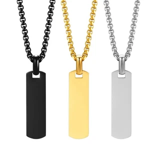 Collar Mujer Hombre Acero Inoxidable 55cm Cadena Colgante Rectángulo Día Punk Joyería - Imagen 1 de 10