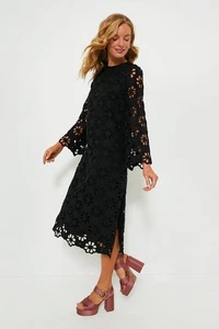 Neu mit Etikett Biesen Noir Loch Hutton Midikleid gefüttert schwarz Damen Gr. M Baumwolle - Bild 1 von 13