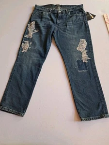 Lauren Ralph Lauren Lace Embellished Jeans Sz 12 NWT Comfort Stretch - Picture 1 of 12