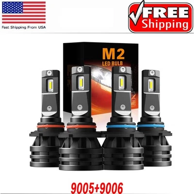 9005+9006 Combo LED Headlight 240W 30800LM High/Low 6000K White Beam 4 Bulbs Kit - Image 1 of 4