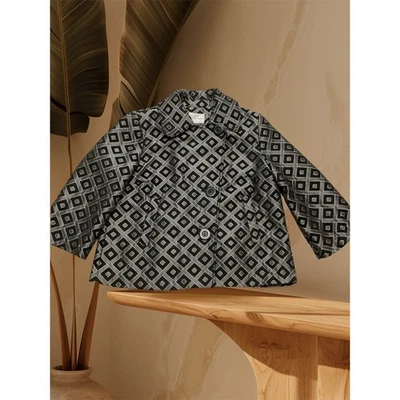 Chaqueta Erin London Mujer Geométrica Patrón Diamante Botón Frontal Lg Negra Plata Foto 1 de 4