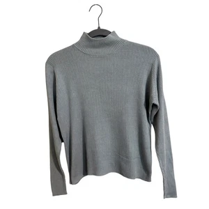 Valerie Stevens 100% Pure Silk Blue Long Sleeve Turtleneck Top Medium - Picture 1 of 4