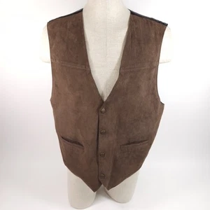 Scully Brown Suede Leather Black 4 Snap Button Vest Mens Size 2XL - Picture 1 of 8