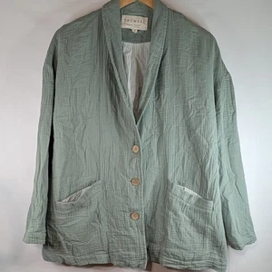 Promesa Leinen Blazer Jacke Gr. Small neutral salbeigrün 3/4 Arm offen - Bild 1 von 15