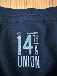14th & Union T-shirt donna XS nera manica lunga Pima cotone strato leggero - Foto 1 di 6