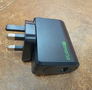 Single USB port Wall Charger Quick 3.0 Fast Charging Compatible Auto (5V/9V/12V) - Picture 1 of 12