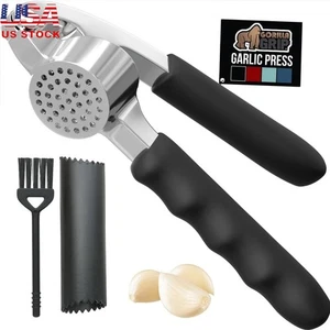 Garlic Press & Peeler Set Heavy Duty Ergonomic Handle Mincer Tool Kitchen Gadget - Bild 1 von 10