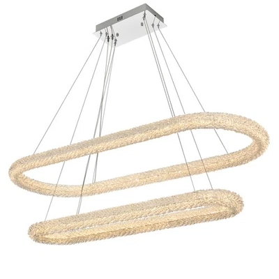 Elegante Iluminación 3800G50L2 Bowen 51"W LED Cristal Anillo Araña - Cromo Foto 1 de 4