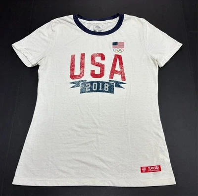 Camiseta Team USA 2018 Juegos Olímpicos Mujer Talla Mediana Manga Corta Blanca Roja Blanca Azul Foto 1 de 4
