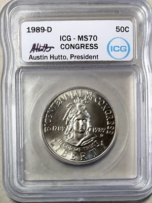 1989-D CONGRESS 50c ICG MS 70 Half Dollar - BOOK VALUE = $3150!  Only 58 Exist!! - Image 1 of 4