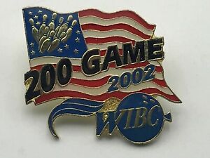 2002 WIBC 200 Game Bowling Lapel Hat Pin Badge Award American Flag  B9