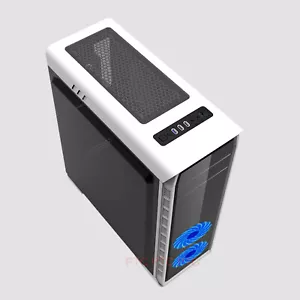 White Elysium Gaming Case Computer PC full ATX Case with side window 2x Led Fans - Picture 1 of 11