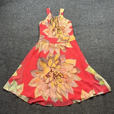 Trina Turk Floral Print Chiffon Halter Dress Womens Size ? Large Midi Beachy - Image 1 of 4