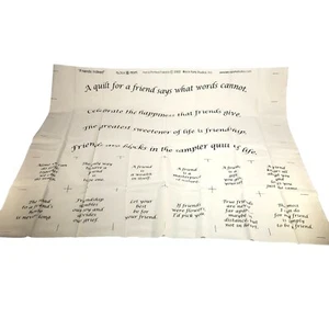 Vtg "Friends Indeed" Block Prints Quilt Fabric Panel Cotton 18"x22" Fat Quarter - Picture 1 of 4
