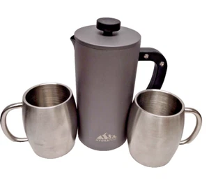 Combo of Gator Orange Stainless Steel Double Walled 34oz 8Cup French Press + Mug - Picture 1 of 5