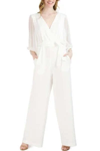 Donna Ricco Surplice-Neck Balloon-Sleeve Jumpsuit - Picture 1 of 2